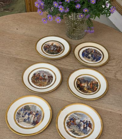 NAPOLEON BONAPARTE antikke Limoges Empire-stil dessert-/salat-tallerkener (6 stk)