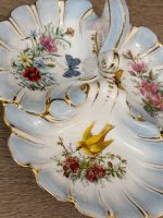 trīsdaļīgs porcelāna šķīvis ar ziedu, putna un zivs motīviem (6170) - Image 6