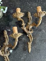 Pāris krāšņu antīku bronzas sienas lampu — rokoko stilā (bronze wall sconces) (6702) - Image 4