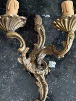 Pāris krāšņu antīku bronzas sienas lampu — rokoko stilā (bronze wall sconces) (6702) - Image 6