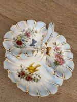 trīsdaļīgs porcelāna šķīvis ar ziedu, putna un zivs motīviem (6170) - Image 2