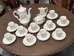 grand antique porcelain tea and coffee service with tulip and spring flower pattern for ten persons