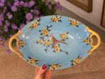 Ekskluzīvs antīks Limoges (VELIV) porcelāna ovālais trauks "Brīnumputns dārza ziedos" — Francija, ap 1900. gadu (Skaistais laikmets / Belle Époque), vidēja izmēra (6168) - Image 6