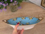 Ekskluzīvs antīks Limoges (VELIV) porcelāna ovālais trauks "Brīnumputns dārza ziedos" — Francija, ap 1900. gadu (Skaistais laikmets / Belle Époque), vidēja izmēra (6168) - Image 7