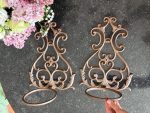 antique cast iron wall plant holders pair orchard decor