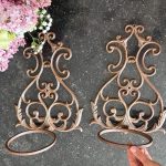 antique cast iron wall plant holders pair orchard decor