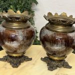 Keramikas Kašpo ar Flambe Glazūru un Bronzas Apkalumu — Historicisms/Jūgendstils, Francija, ap 1880.–1900. (4454)