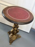 Neliels Galdiņš ar Metāla Kāju un Sarkanu Ādas Virsmu (4977) - Image 4