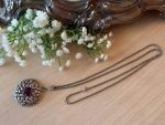 Eleganta antīka 925 sudraba kaklarota ar lielu ažūru kulonu un violetu ametistu, (6819) – Bild 2