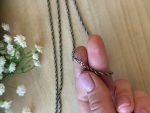 Eleganta antīka 925 sudraba kaklarota ar lielu ažūru kulonu un violetu ametistu, (6819) – Bild 8