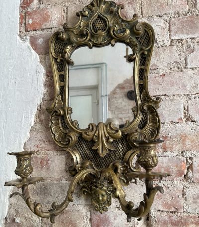Stor tung vægspejlsstage - nyrokoko stil (Heavy Mirrored Wall Sconce)