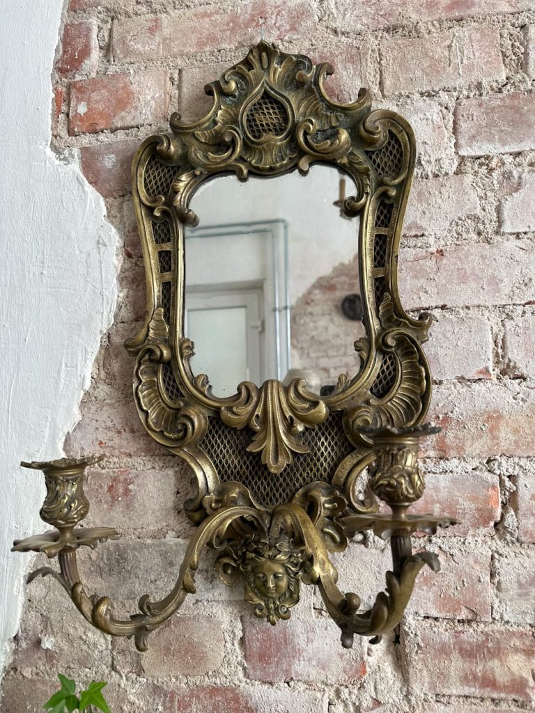Stor tung vægspejlsstage - nyrokoko stil (Heavy Mirrored Wall Sconce)