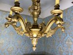 Griestu Lampa no Koka, zelta krāsā ar smalkiem kokgriezumiem (288) - Image 4
