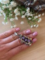 925 sudraba kulons ar violetiem akmeņiem, vidēja izmēra (6821) - Image 4