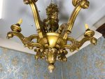 Griestu Lampa no Koka, zelta krāsā ar smalkiem kokgriezumiem (288) - Image 3