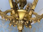 Griestu Lampa no Koka, zelta krāsā ar smalkiem kokgriezumiem (288) - Image 7