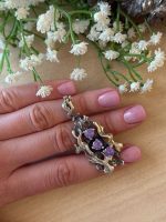 925 sudraba kulons ar violetiem akmeņiem, vidēja izmēra (6821) - Image 2