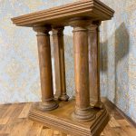 oak column console table with six columns