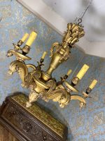 Griestu Lampa no Koka, zelta krāsā ar smalkiem kokgriezumiem (288) - Image 2