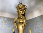 Griestu Lampa no Koka, zelta krāsā ar smalkiem kokgriezumiem (288) - Image 8