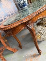 Antīks ozolkoka kafijas galdiņš ar zaļu marmora virsmu — Luija XV stilā (antique oval marble coffee table) (6418) - Image 12
