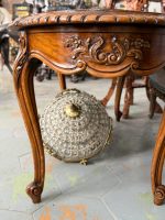 Antīks ozolkoka kafijas galdiņš ar zaļu marmora virsmu — Luija XV stilā (antique oval marble coffee table) (6418) - Image 11