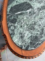 Antīks ozolkoka kafijas galdiņš ar zaļu marmora virsmu — Luija XV stilā (antique oval marble coffee table) (6418) - Image 10