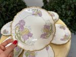 Assiettes en Porcelaine de Limoges Françaises, 12 Pcs, Détails Floraux et Dorés (4401) – Image 4