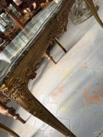 Antīks misiņa kafijas galdiņš ar zaļu marmora virsmu — Luija XV stilā (heavy brass green marble coffee table) (6383) - Image 9