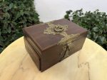 Antīka koka lāde ar bronzas apkalumiem un velvetu — historisma stilā - antique wooden jewelry box bronze accents velvet (4446) - Image 14