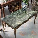 heavy brass green marble coffee table