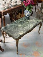 heavy brass green marble coffee table