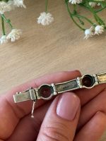Tjockt, tungt silverarmband med rökkvarts och markasitstenar — Första hälften av 1900-talet (6771) - Bild 6