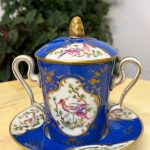 limoges porcelain cup with lid and saucer