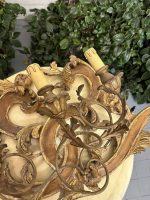 Stor taklampe i tre og metall, gullfarget, middels vekt (4436) - Bilde 22