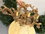 Stor taklampe i tre og metall, gullfarget, middels vekt (4436) - Bilde 6