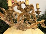 Stor taklampe i tre og metall, gullfarget, middels vekt (4436) - Bilde 5