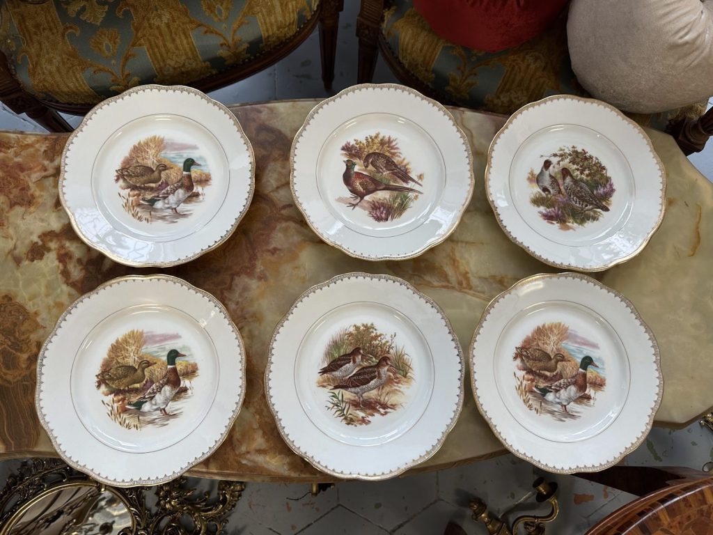 vintage bird theme porcelain plate set