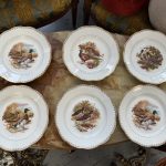 vintage bird theme porcelain plate set