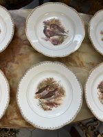 Šķīvji ar Putnu Motīviem, 6gab (vintage bird theme porcelain plate set) — Historisma stilā, (4073) - Image 4