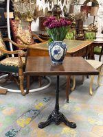 Autentisks franču bistro galdiņš uz čuguna kājas — klasiskā Monmartras stilā, (Antique French bistro table with cast iron base) (6421) - Image 3