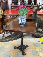 antique french bistro table cast iron base square wooden top