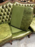 Zaļš, Ādas, Chesterfield Stila Dīvāns-Sofa, Liela Izmēra, Ideālā Stāvoklī (4295) - Image 22