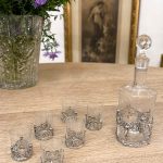 liquor decanter glasses set cherub glass engraved 6148