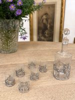 liquor decanter glasses set cherub glass engraved 6148