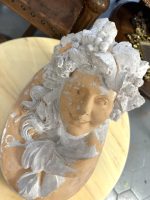 Buste de femme à la couronne de vigne, terre cuite, Art Nouveau, France/Italie, 1890-1910 – Image 5