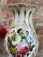Romantiska Vieux Paris porcelāna vāze ar ziedu apgleznojumu (5423) - Bilde 4