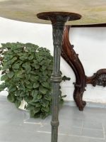 Antīks franču bistro dārza galds ar marmora virsmu un čuguna kāju — antique bistro table — 19. gs. beigas (4831) - Image 7