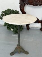 Antīks franču bistro dārza galds ar marmora virsmu un čuguna kāju — antique bistro table — 19. gs. beigas (4831) - Image 3