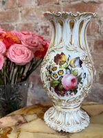 Romantiska Vieux Paris porcelāna vāze ar ziedu apgleznojumu (5423) - Bilde 3